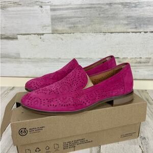 Clarks womens 8 Trish Calla pink boho slip on casual loafer shoe suede low heel